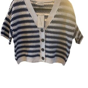 Universal Thread Navy and White Button-Up Cardigan